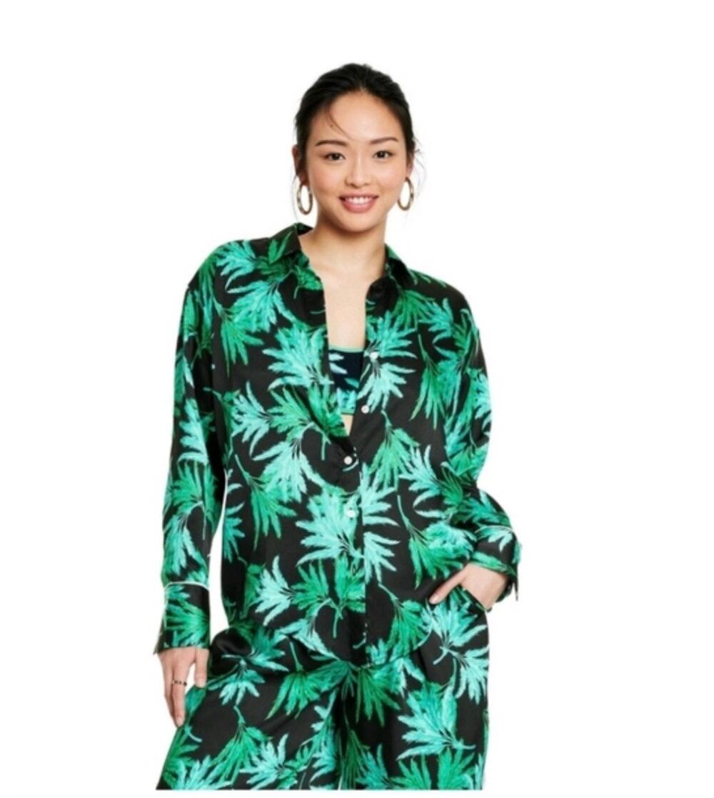 NWT Fe Noel x Target Feathered Palm Long Sleeve Button Shirt